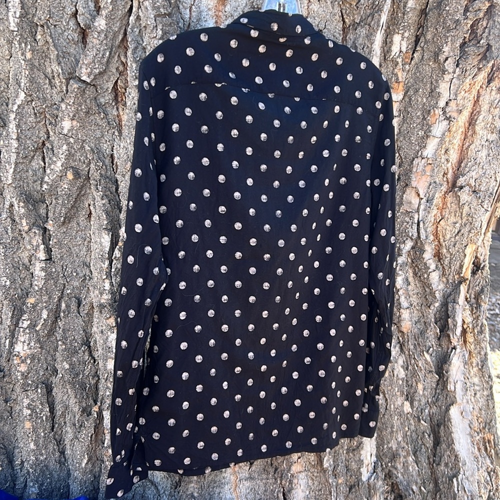 All Saints Black Polka Dot Casual Button Down Shirt - Picture 6 of 6